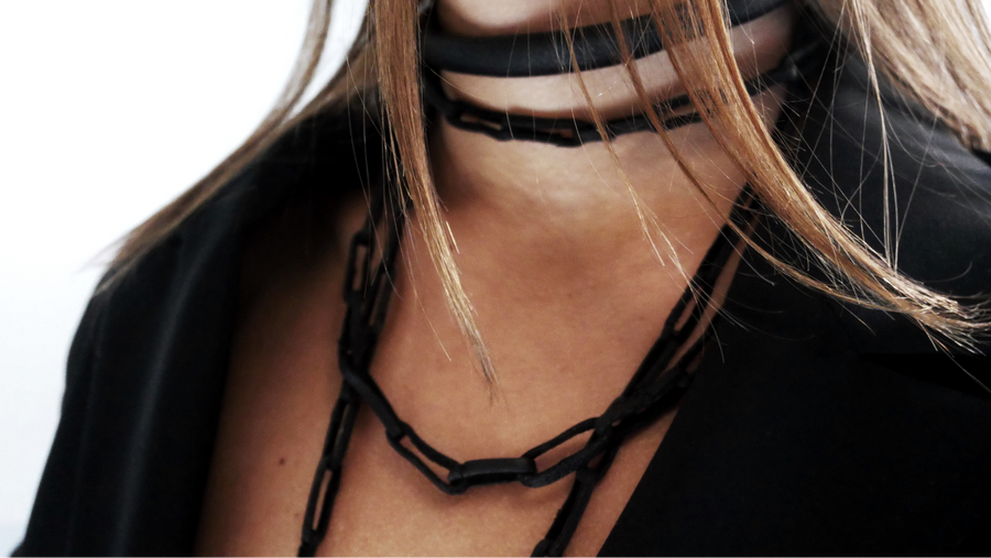 Choker with Leather Chain