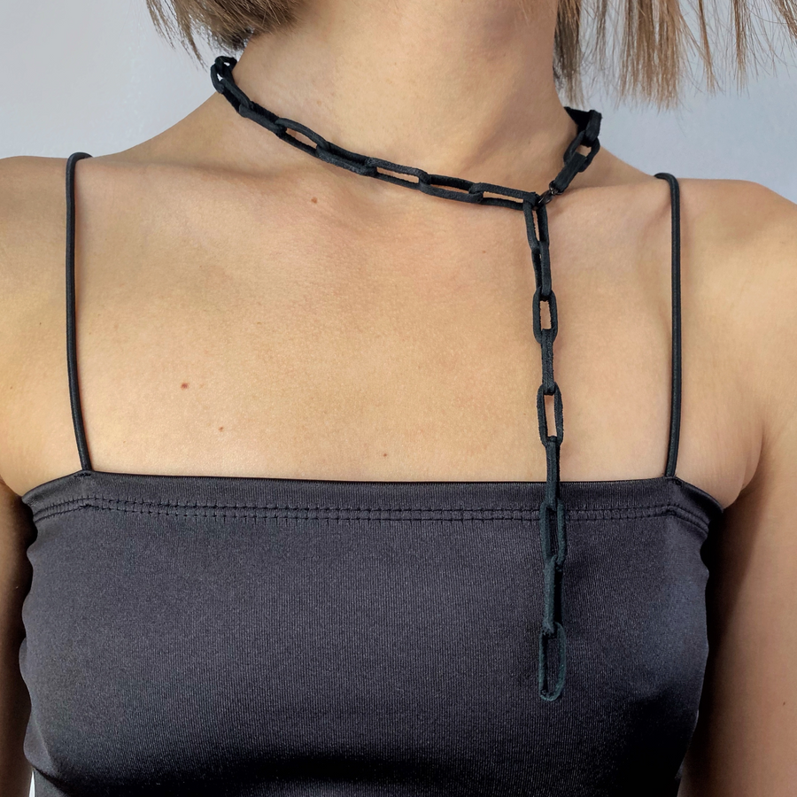 Multifunctional leather chain necklace