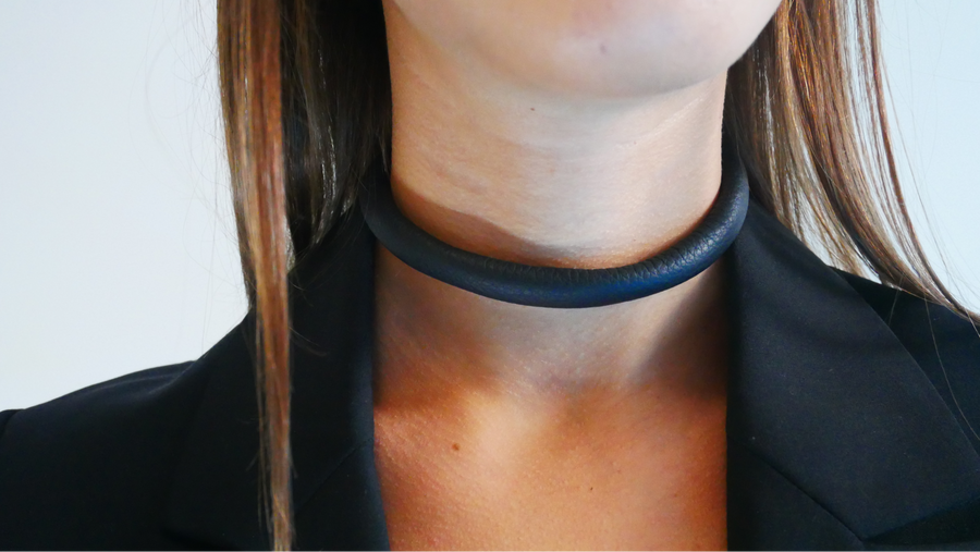 Choker with Leather Chain